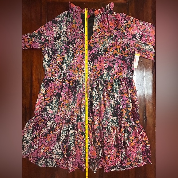 NWT Vince Camuto Floral Dress Womens Med.  Tiered Boho Lined Long Sleeve - Picture 5 of 8
